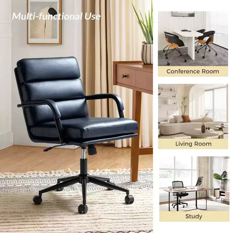 Gregor 360-degree swivel Task Leather Chair with Tilt Lock and Center Tilt for office | Hulala Home