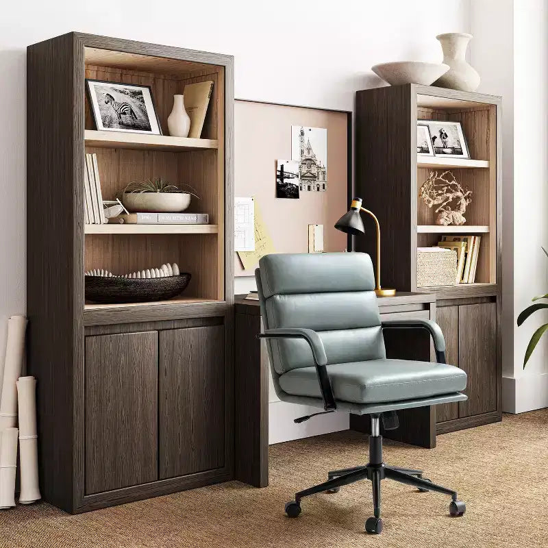 Gregor 360-degree swivel Task Leather Chair with Tilt Lock and Center Tilt for office | Hulala Home