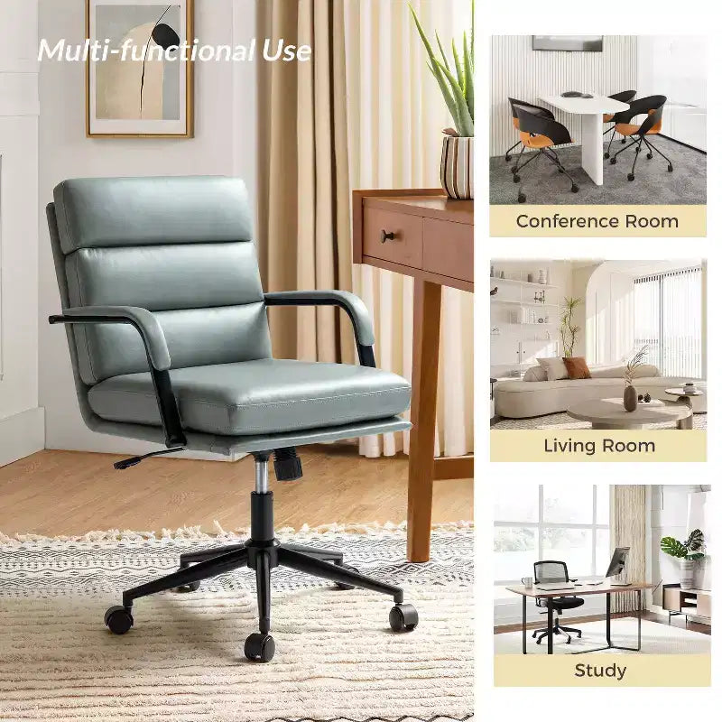 Gregor 360-degree swivel Task Leather Chair with Tilt Lock and Center Tilt for office | Hulala Home