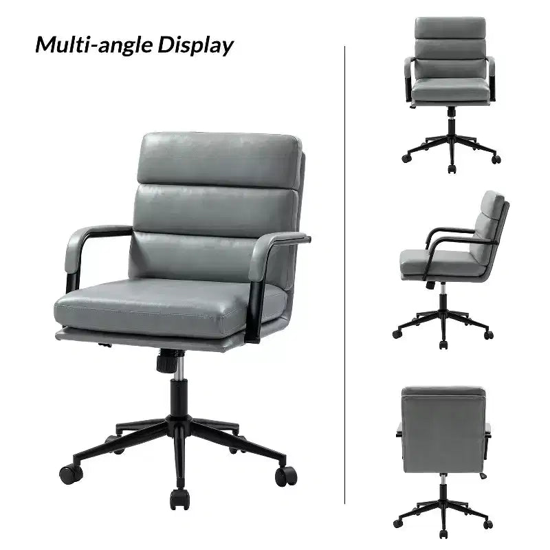 Gregor 360-degree swivel Task Leather Chair with Tilt Lock and Center Tilt for office | Hulala Home