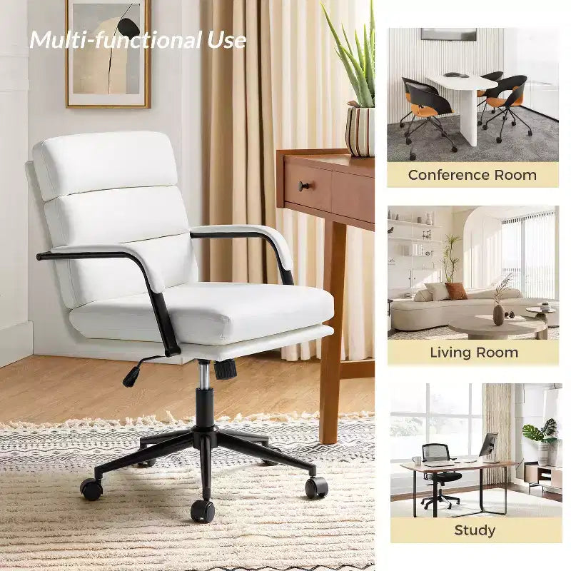 Gregor 360-degree swivel Task Leather Chair with Tilt Lock and Center Tilt for office | Hulala Home