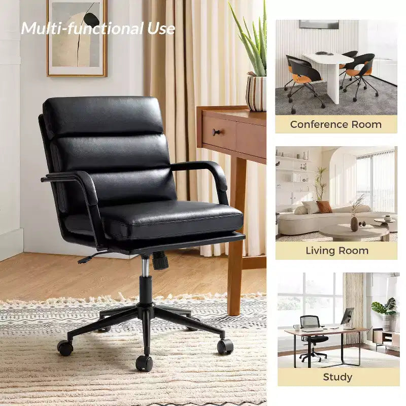 Gregor 360-degree swivel Task Leather Chair with Tilt Lock and Center Tilt for office | Hulala Home