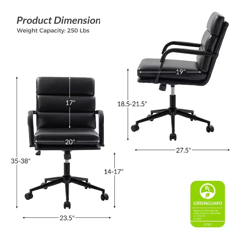 Gregor 360-degree swivel Task Leather Chair with Tilt Lock and Center Tilt for office | Hulala Home