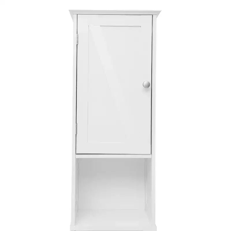 Flash Furniture Dune Freestanding Bathroom Linen Tower Storage Cabinet with Magnetic Close Doors, Adjustable Shelves, Open Display Shelf, and Drawer