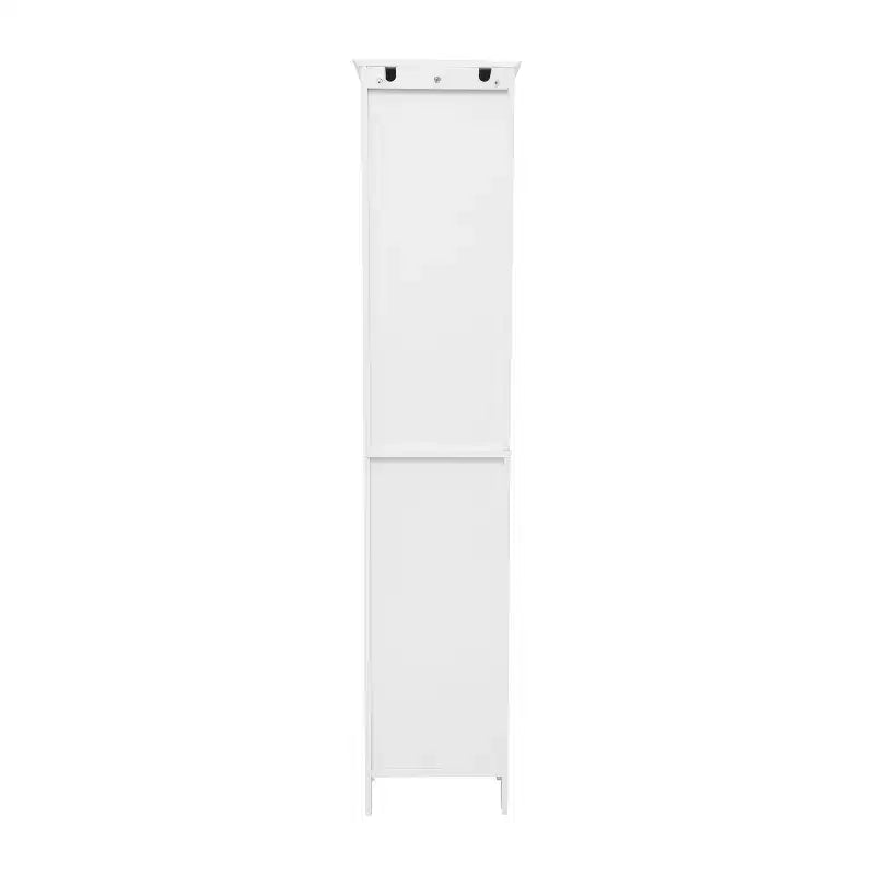 Flash Furniture Dune Freestanding Bathroom Linen Tower Storage Cabinet with Magnetic Close Doors, Adjustable Shelves, Open Display Shelf, and Drawer