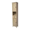 Flash Furniture Dune Freestanding Bathroom Linen Tower Storage Cabinet with Magnetic Close Doors, Adjustable Shelves, Open Display Shelf, and Drawer
