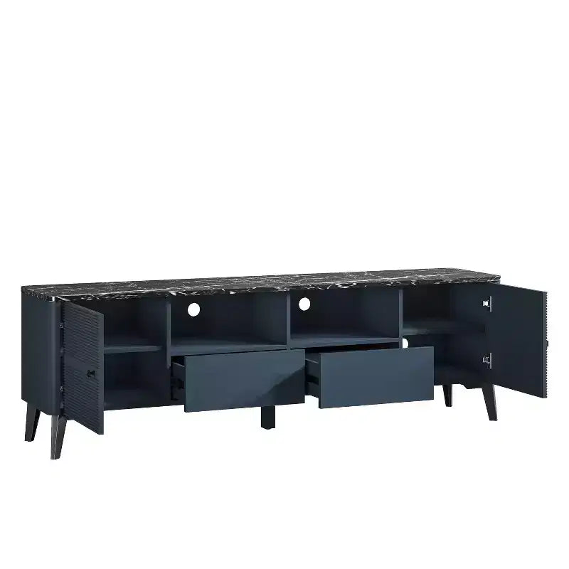 70" Modern Storage TV Stand Cabinet Features Premium Faux Marble Countertop TVs up 75" - Festivo