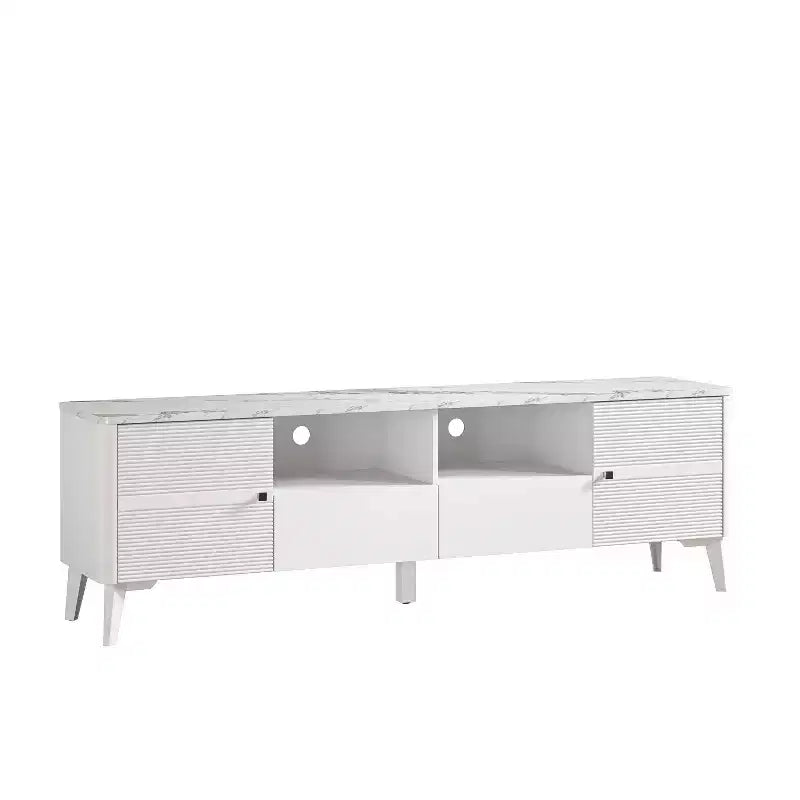 70" Modern Storage TV Stand Cabinet Features Premium Faux Marble Countertop TVs up 75" - Festivo