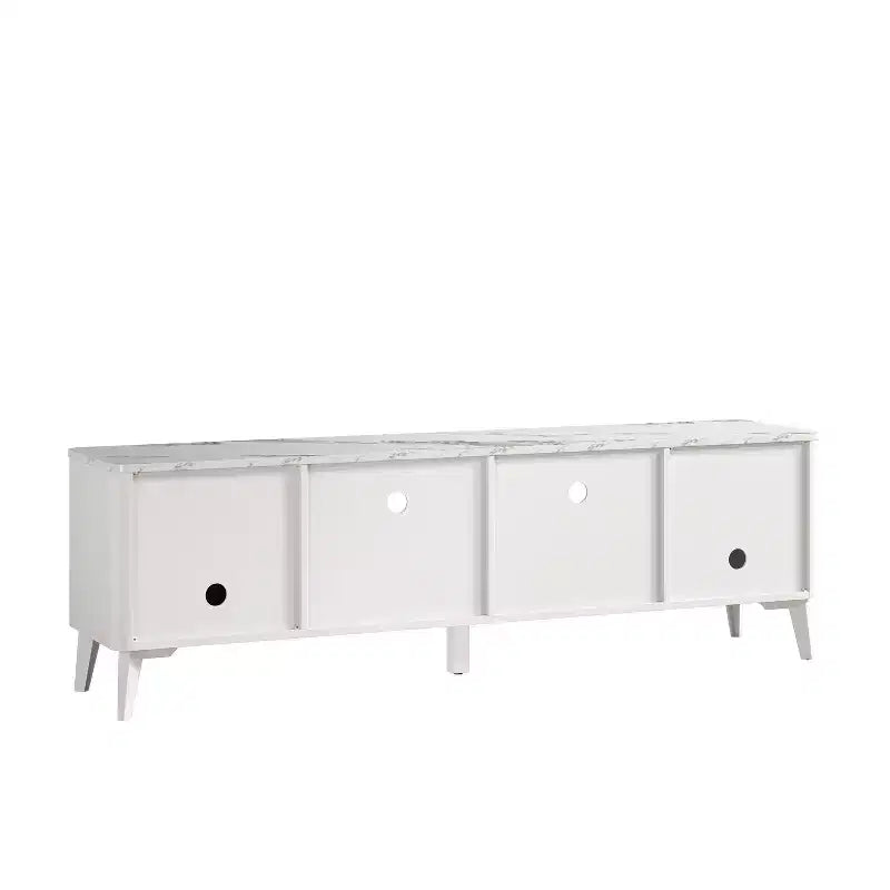70" Modern Storage TV Stand Cabinet Features Premium Faux Marble Countertop TVs up 75" - Festivo