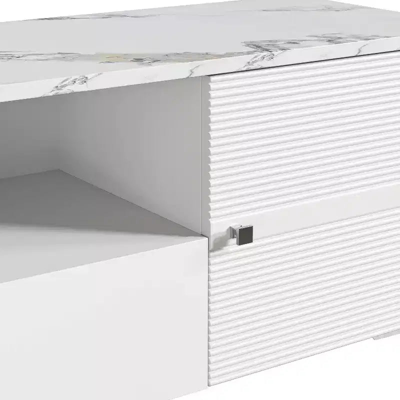 70" Modern Storage TV Stand Cabinet Features Premium Faux Marble Countertop TVs up 75" - Festivo