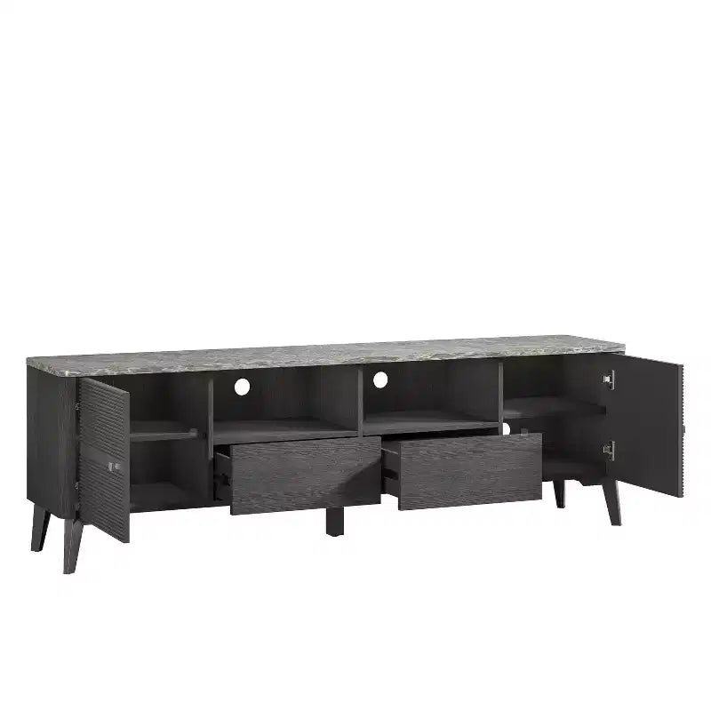 70" Modern Storage TV Stand Cabinet Features Premium Faux Marble Countertop TVs up 75" - Festivo