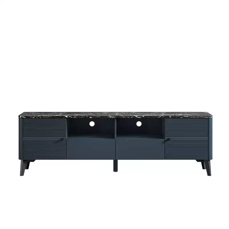 70" Modern Storage TV Stand Cabinet Features Premium Faux Marble Countertop TVs up 75" - Festivo