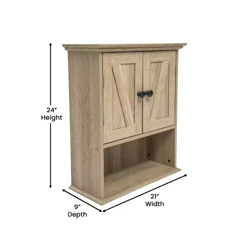 Emma and Oliver Wall Mounted Bathroom Medicine Cabinet Organizer with Adjustable In-Cabinet Shelf, Dual Magnetic Closure Doors, Bottom Open Display Shelf
