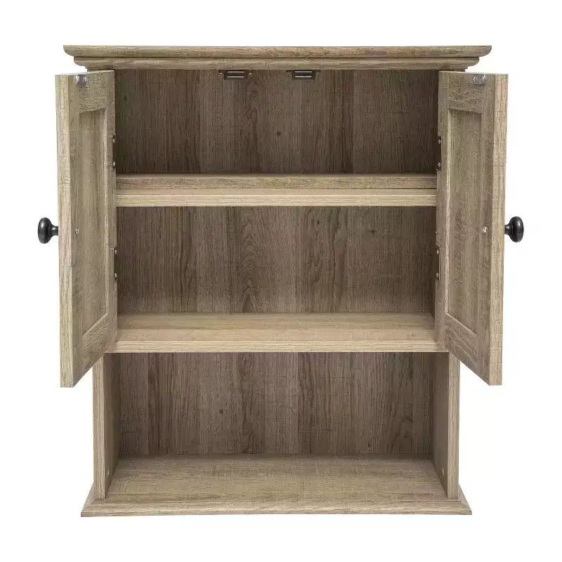 Emma and Oliver Wall Mounted Bathroom Medicine Cabinet Organizer with Adjustable In-Cabinet Shelf, Dual Magnetic Closure Doors, Bottom Open Display Shelf