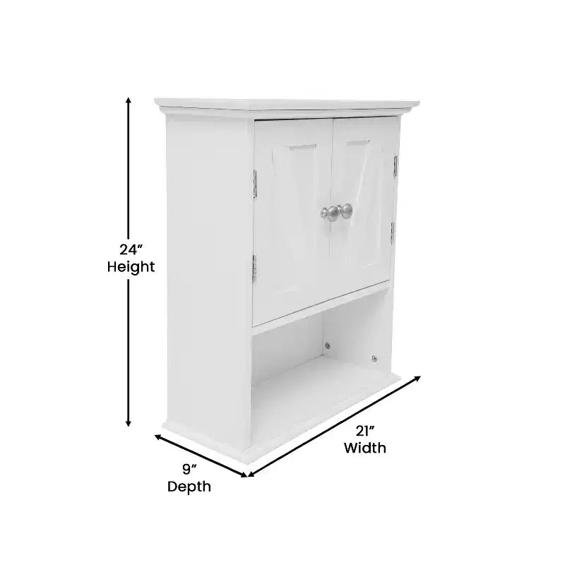 Emma and Oliver Wall Mounted Bathroom Medicine Cabinet Organizer with Adjustable In-Cabinet Shelf, Dual Magnetic Closure Doors, Bottom Open Display Shelf