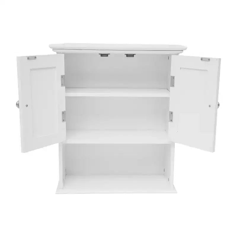 Emma and Oliver Wall Mounted Bathroom Medicine Cabinet Organizer with Adjustable In-Cabinet Shelf, Dual Magnetic Closure Doors, Bottom Open Display Shelf