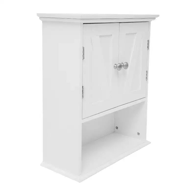 Emma and Oliver Wall Mounted Bathroom Medicine Cabinet Organizer with Adjustable In-Cabinet Shelf, Dual Magnetic Closure Doors, Bottom Open Display Shelf