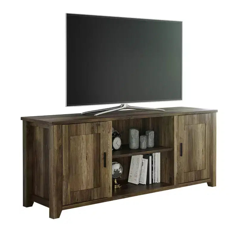 Lavish Home 65-inch TV Stand 2-Door Entertainment Center, Adjustable Media Console Shelves, Cable Management, Farmhouse Style