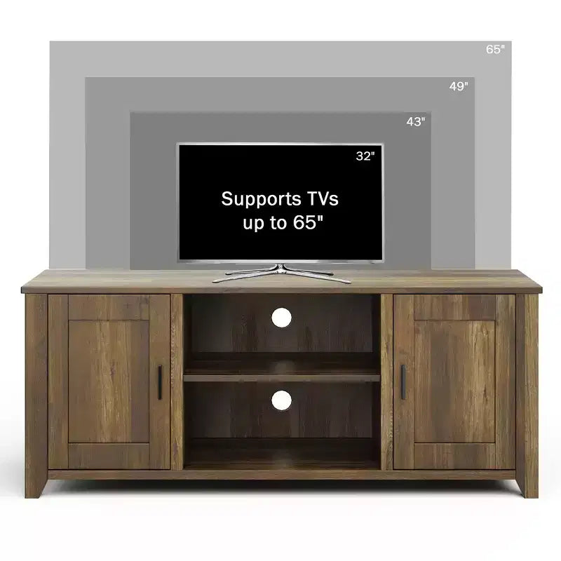 Lavish Home 65-inch TV Stand 2-Door Entertainment Center, Adjustable Media Console Shelves, Cable Management, Farmhouse Style