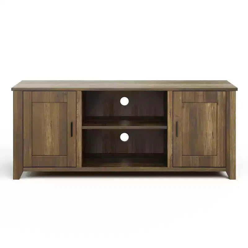 Lavish Home 65-inch TV Stand 2-Door Entertainment Center, Adjustable Media Console Shelves, Cable Management, Farmhouse Style