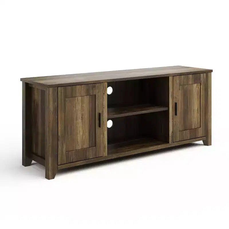 Lavish Home 65-inch TV Stand 2-Door Entertainment Center, Adjustable Media Console Shelves, Cable Management, Farmhouse Style