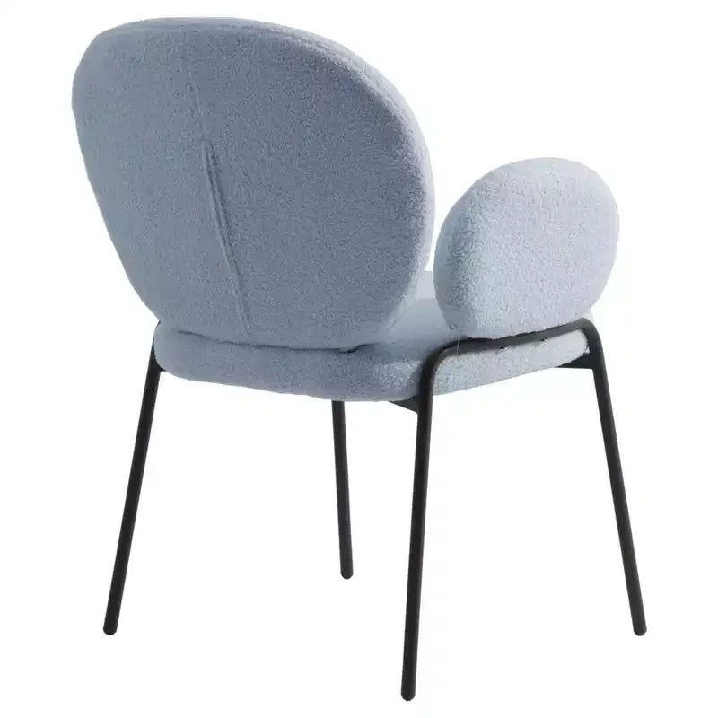 LeisureMod Celestial Modern Dining Arm Chair Boucle Upholstery with Padded Seat & Sturdy Iron Frame, Black Base Accent Chair
