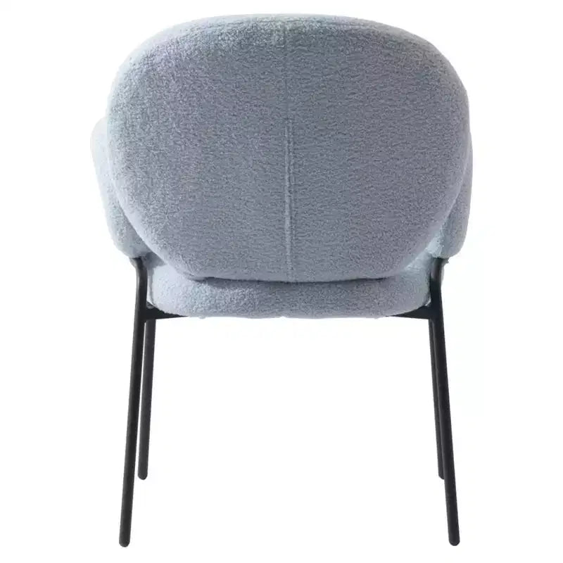 LeisureMod Celestial Modern Dining Arm Chair Boucle Upholstery with Padded Seat & Sturdy Iron Frame, Black Base Accent Chair
