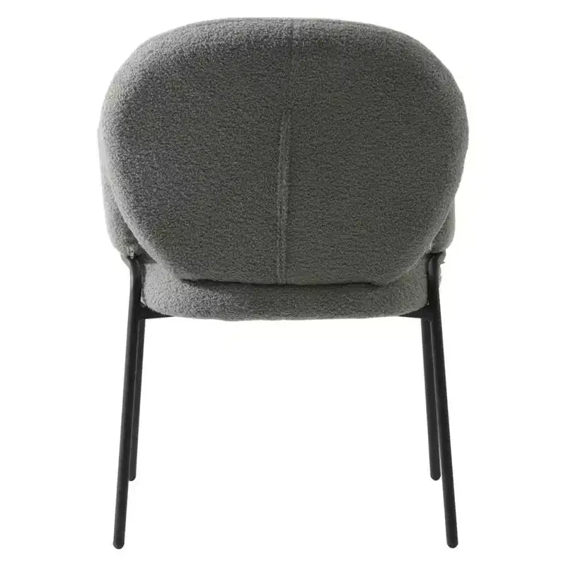 LeisureMod Celestial Modern Dining Arm Chair Boucle Upholstery with Padded Seat & Sturdy Iron Frame, Black Base Accent Chair