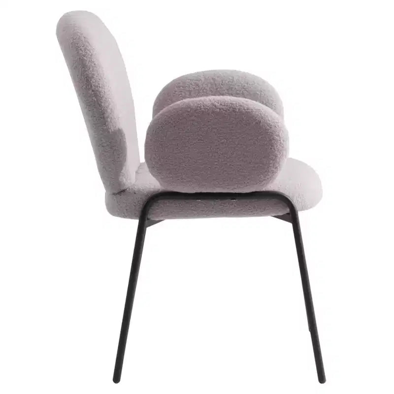 LeisureMod Celestial Modern Dining Arm Chair Boucle Upholstery with Padded Seat & Sturdy Iron Frame, Black Base Accent Chair