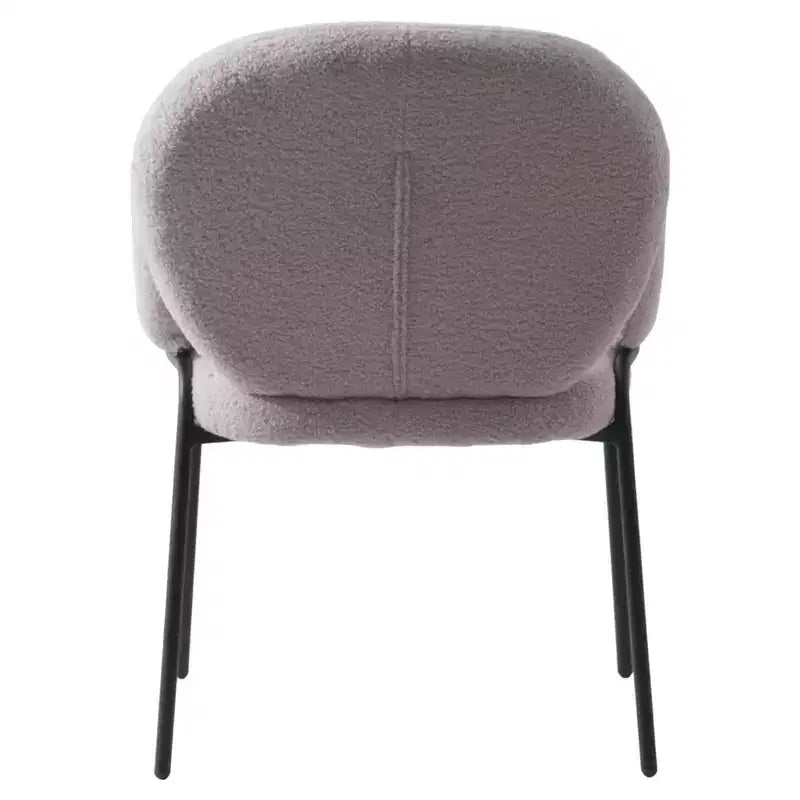 LeisureMod Celestial Modern Dining Arm Chair Boucle Upholstery with Padded Seat & Sturdy Iron Frame, Black Base Accent Chair