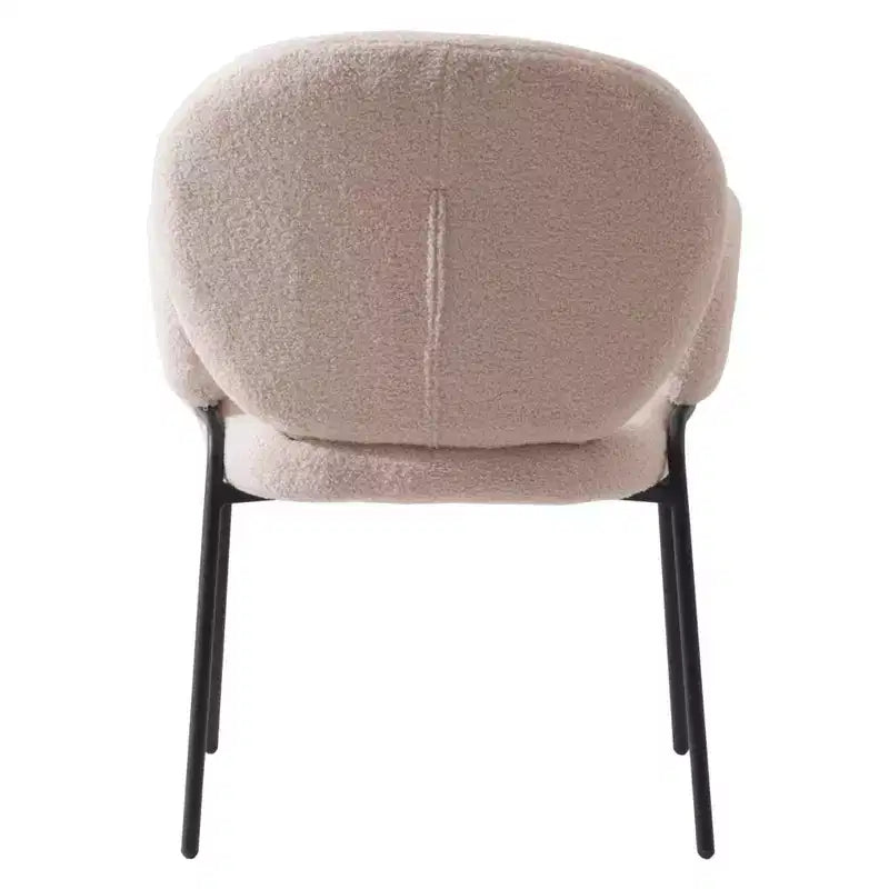 LeisureMod Celestial Modern Dining Arm Chair Boucle Upholstery with Padded Seat & Sturdy Iron Frame, Black Base Accent Chair