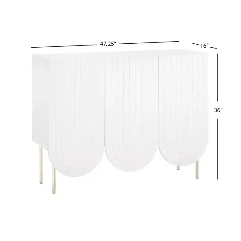 Lifestorey 3 Door Ingrid Mid Century Modern Scalloped Sideboard
