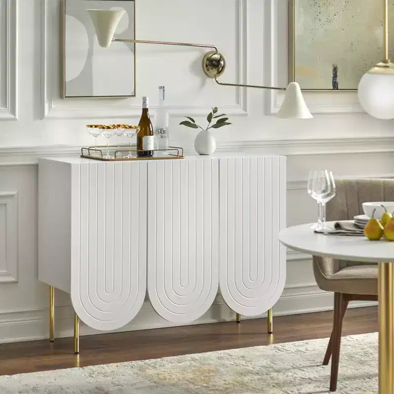 Lifestorey 3 Door Ingrid Mid Century Modern Scalloped Sideboard