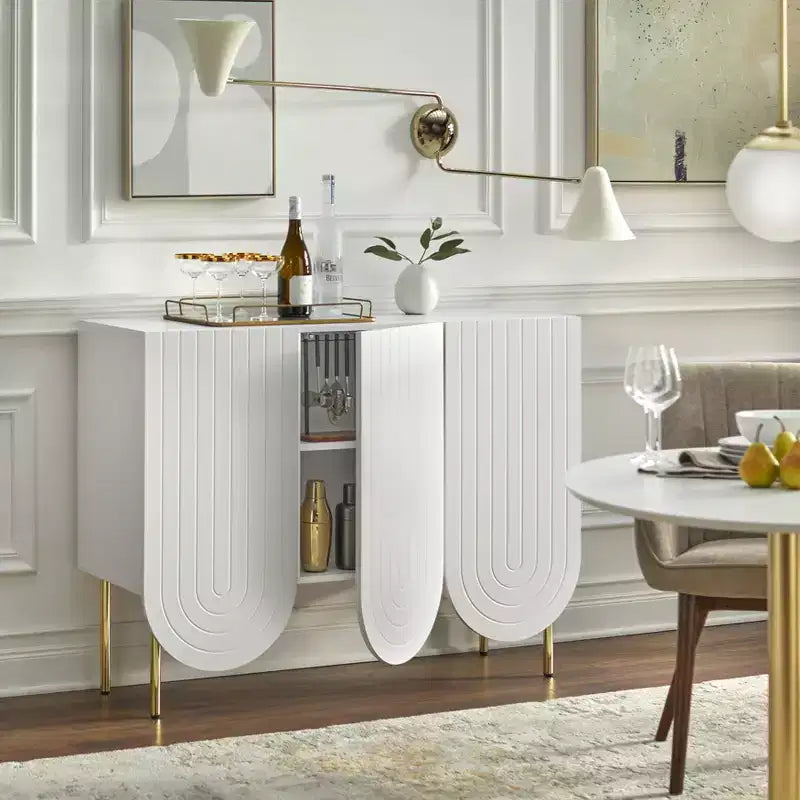Lifestorey 3 Door Ingrid Mid Century Modern Scalloped Sideboard