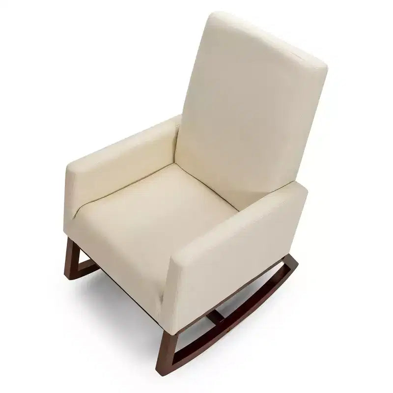 Costway Mid Century Retro Fabric Upholstered Rocking Chair Modern Armchair Beige\Gray