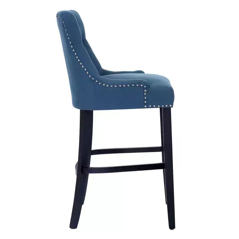 WestinTrends 29 Linen Fabric Tufted Buttons Upholstered Wingback Bar Stool, Tea