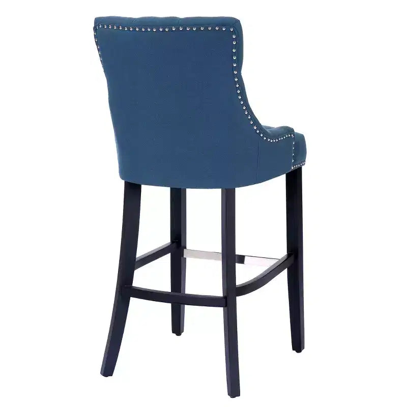 WestinTrends 29 Linen Fabric Tufted Buttons Upholstered Wingback Bar Stool, Tea