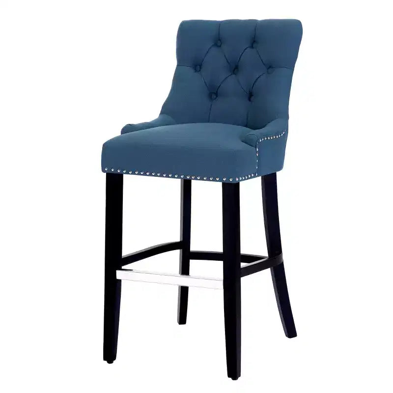 WestinTrends 29 Linen Fabric Tufted Buttons Upholstered Wingback Bar Stool, Tea