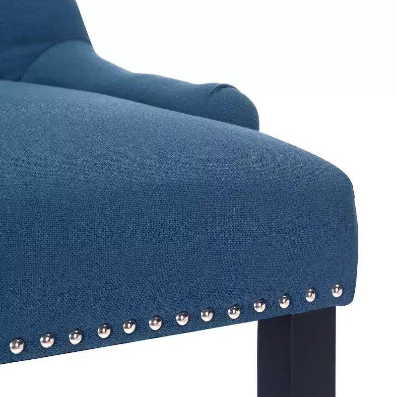 WestinTrends 29 Linen Fabric Tufted Buttons Upholstered Wingback Bar Stool, Tea