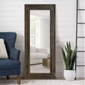 Dovelina Vintage Full-Length Tempered Mirror with Solid Wood Carved and Back Hooks