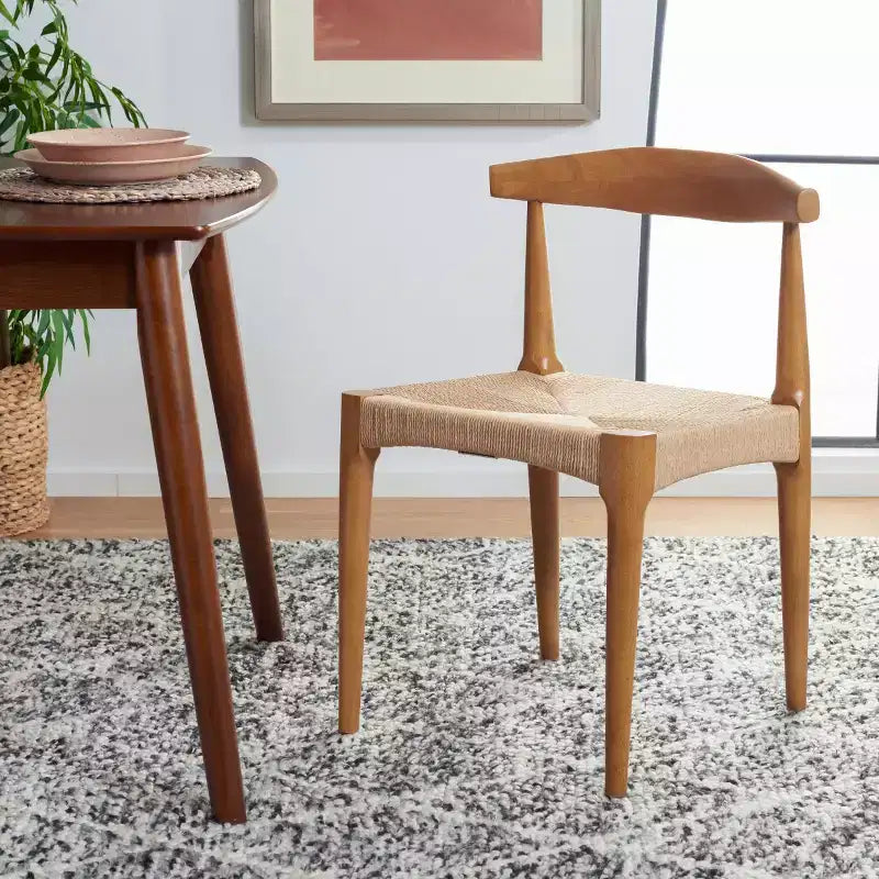 Dagney Woven Dining Chair - DCH1008 - Walnut/Natural - Safavieh