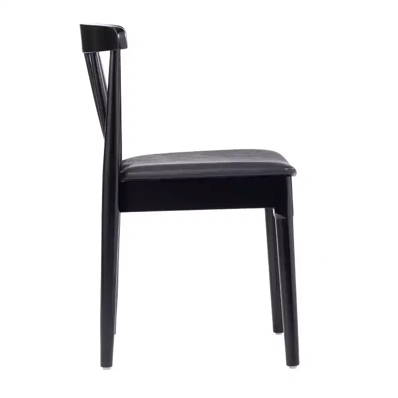 Flash Furniture Chester Set of 2 Commercial Grade Solid Wood Dining Chairs with Slatted Backrests and Vinyl Seats