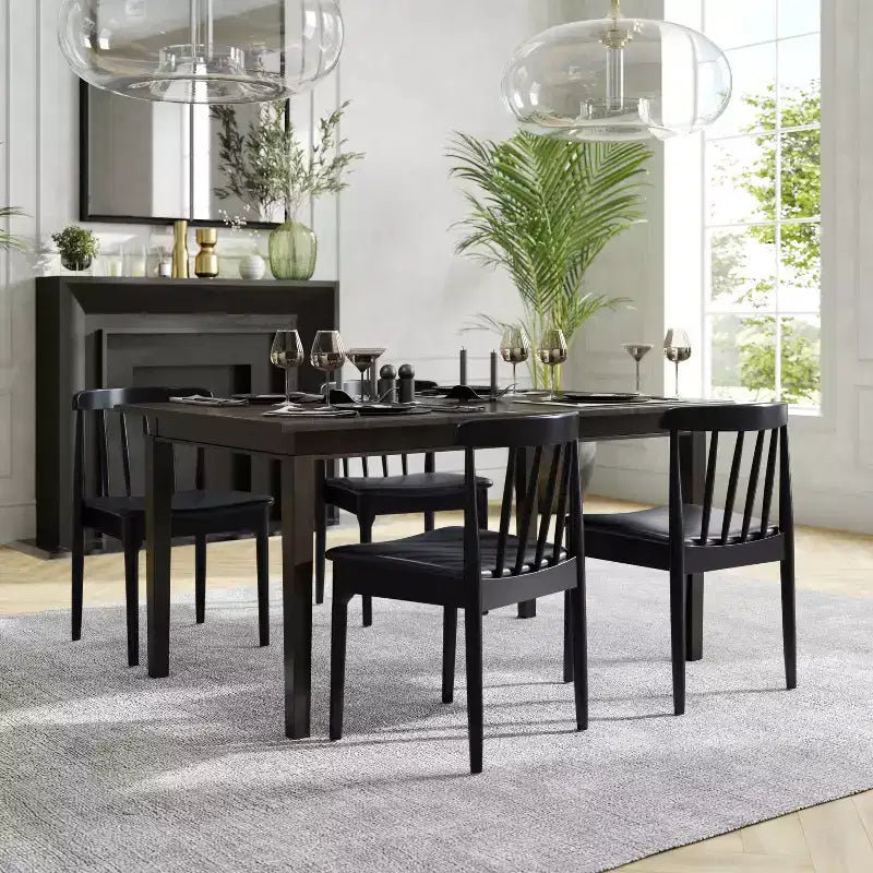 Flash Furniture Chester Set of 2 Commercial Grade Solid Wood Dining Chairs with Slatted Backrests and Vinyl Seats
