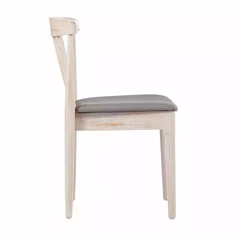 Flash Furniture Chester Set of 2 Commercial Grade Solid Wood Dining Chairs with Slatted Backrests and Vinyl Seats