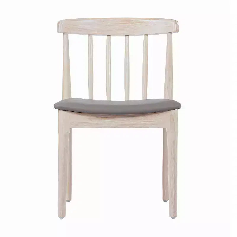 Flash Furniture Chester Set of 2 Commercial Grade Solid Wood Dining Chairs with Slatted Backrests and Vinyl Seats
