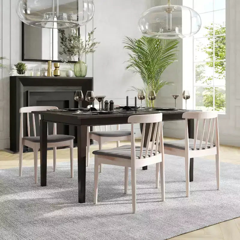 Flash Furniture Chester Set of 2 Commercial Grade Solid Wood Dining Chairs with Slatted Backrests and Vinyl Seats