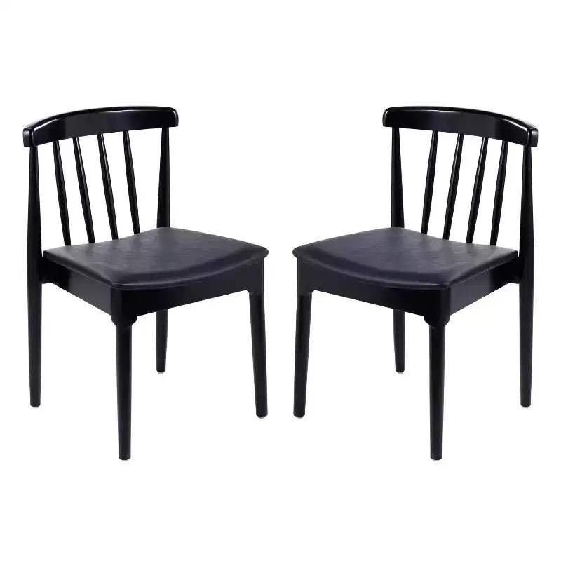 Flash Furniture Chester Set of 2 Commercial Grade Solid Wood Dining Chairs with Slatted Backrests and Vinyl Seats