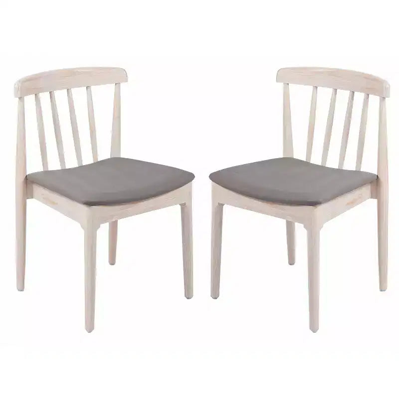 Flash Furniture Chester Set of 2 Commercial Grade Solid Wood Dining Chairs with Slatted Backrests and Vinyl Seats
