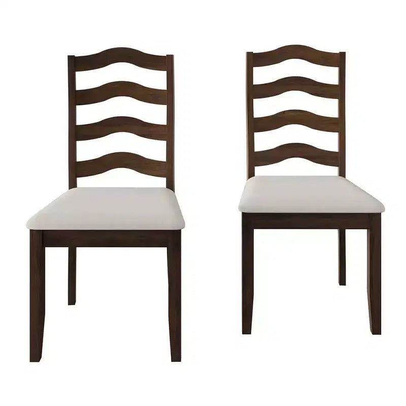 ChaletPosh Wooden Dining Chair With Warm Grey Cover (Set of 2)