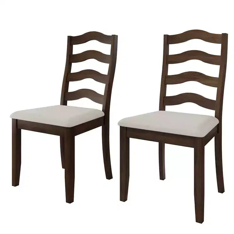 ChaletPosh Wooden Dining Chair With Warm Grey Cover (Set of 2)